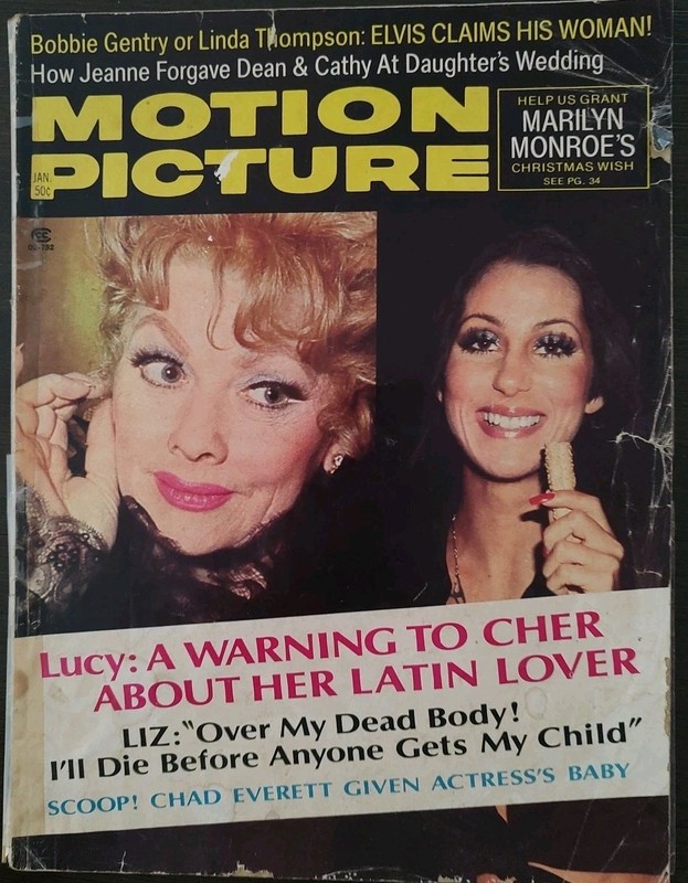 Vintage Motion Picture Magazine Jan 1974 Lucille Ball, Cher, Marilyn Monroe