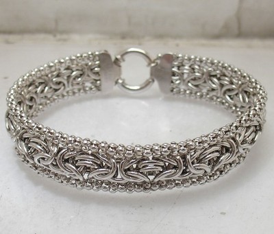 8'' Popcorn Bordüre Byzantinische Gliederkette Armband Anlaufgeschützt Echt 925 Silber