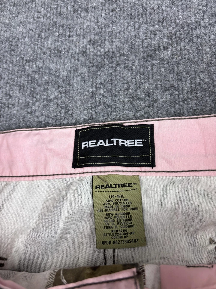 Pantalones Realtree Niñas Grandes 14-16 Camuflaje Carga Caza Exterior Rosa Forro Algodón Foto 2 de 4