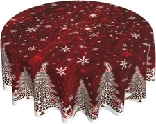 Giwawa Christmas Round Tablecloth for Kitchen 60 (Round), Tree 