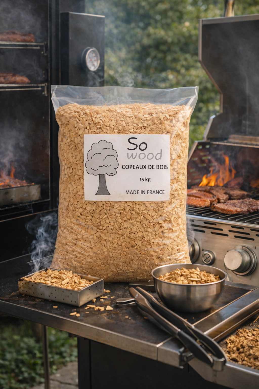 Copeaux de bois de hêtre pour fumage en sac de 15kg