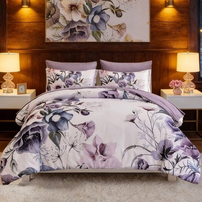 Floral Comforter Set Bed in a Bag Farmhouse Rustic Microfiber All Season Bedding