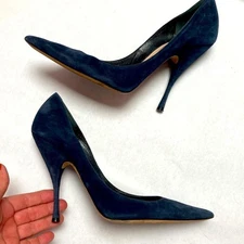 Nina Ricci shoes So Kate style high sculpted stiletto blue suede heels 41 10