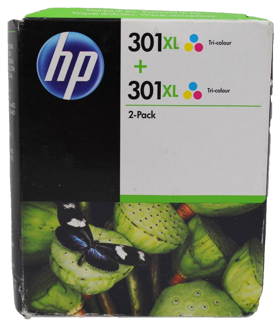 Genuine 2-Pack HP 301XL Colour Ink Cartridges - Jun 2019