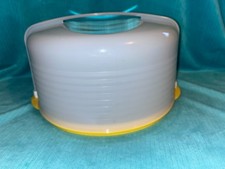 NEW Tupperware Bake N Take Cake Carrier Taker Yellow Sheer Dome Lid Cover 12 in.