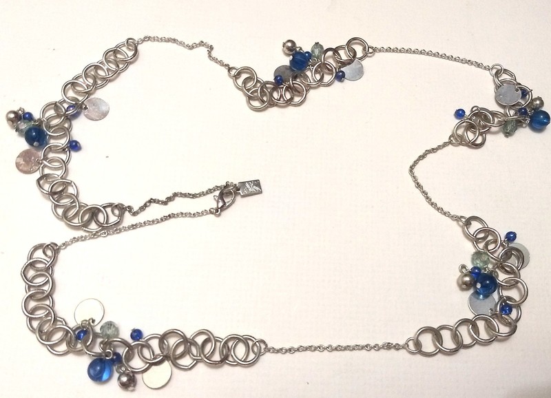 Vintage Anne Klein AK Silver tone Dangle Beads Chain Necklace