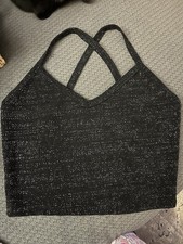 Forever 21 Black Sparkle Crop Top Glittery Tank SIze Large
