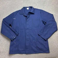French Jacket Adult Large Blue VTG Utility Work Wear Canvas Chore Outdoors Men
