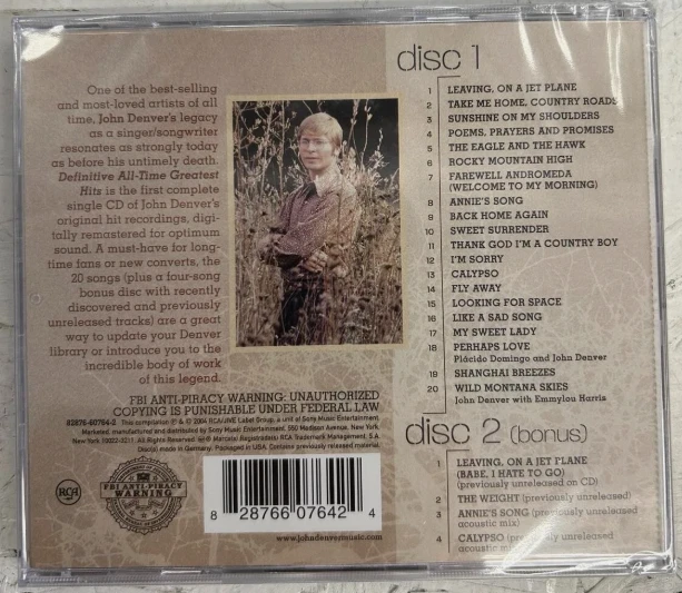 JOHN DENVER - Definitive All Time Greatest Hits CD, BRAND NEW CD-21 - Image 2 of 2