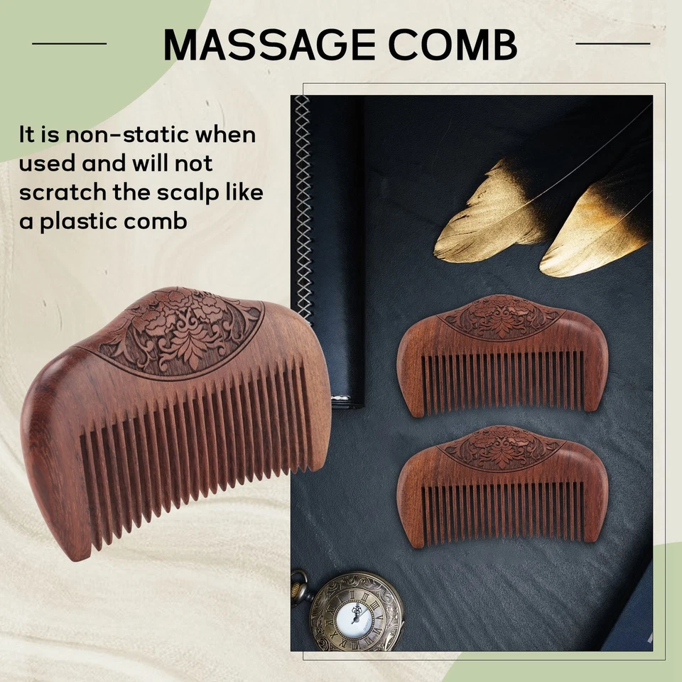 Pente de sândalo dente super estreito pentes de madeira piolhos estáticos 9568 - Imagem 3 de 4