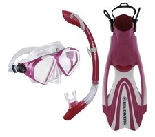 US Divers Cozumel TX II Snorkel Set Pink/Silver Large Snorkel & Dive