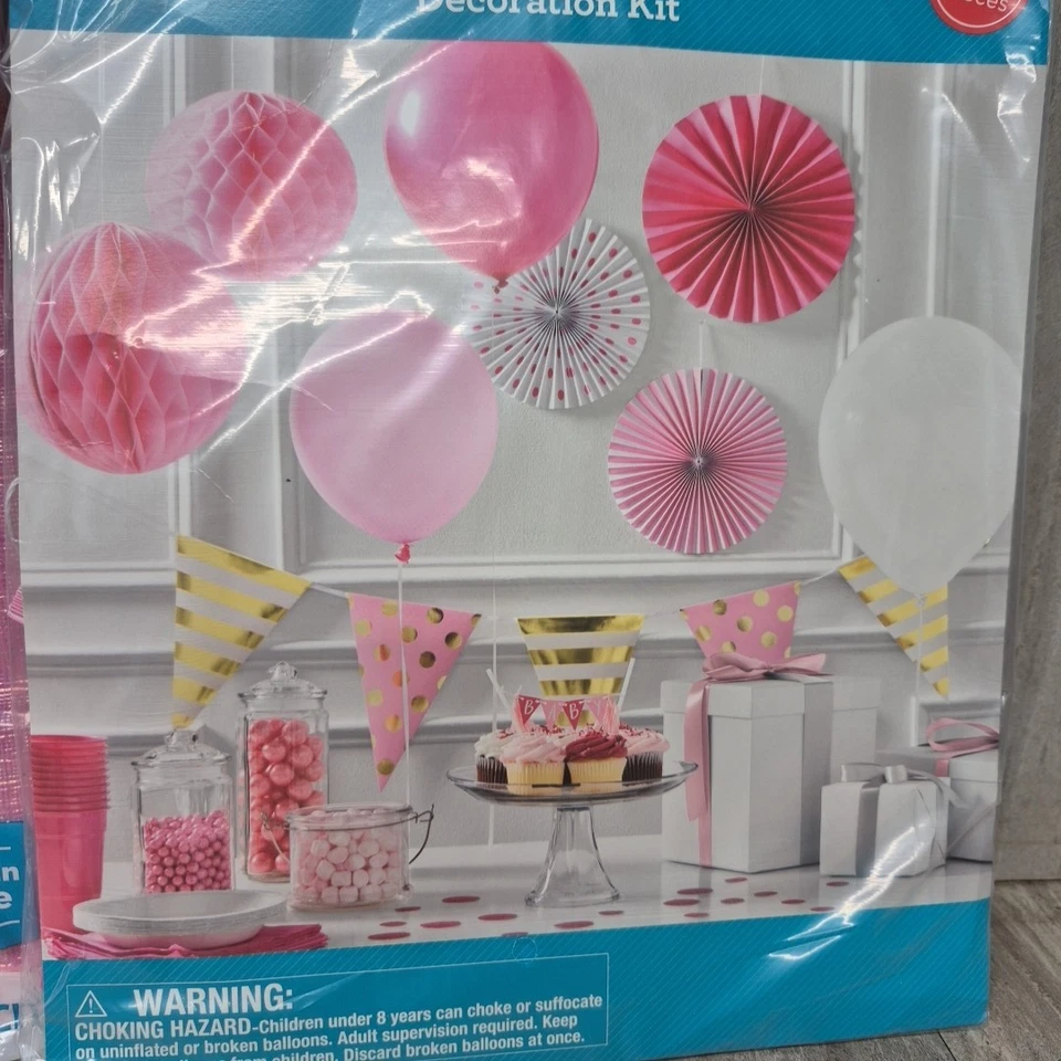 Pink and Gold Party Decorations Kit 36Pcs Way to Celebrate Birthday Baby Shower - Image 3 of 4