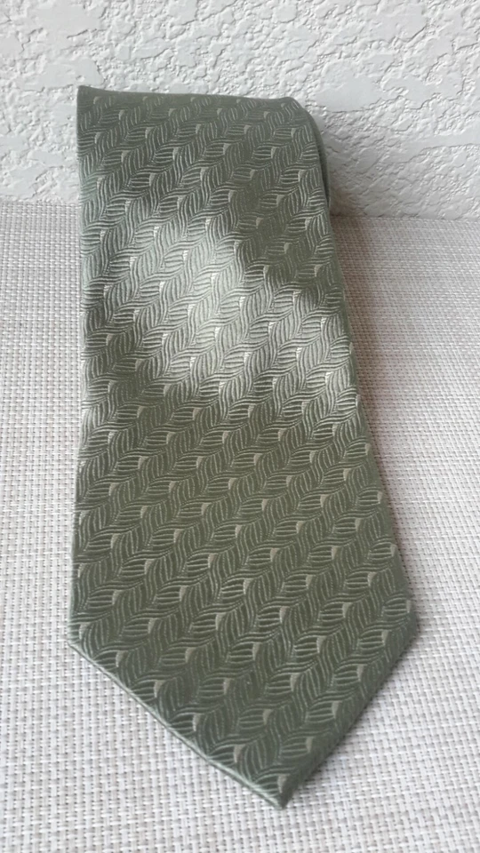 David Taylor 100% шелк мужской галстук зеленый/серебро абстрактный подержанный - Изображение 2 из 4