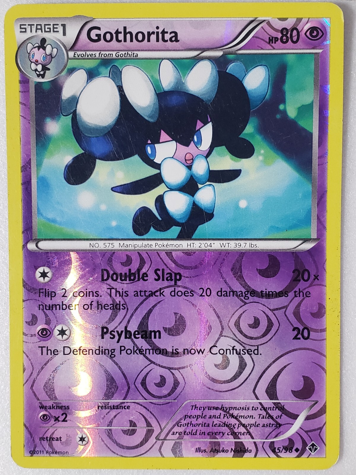REVERSE HOLO Gothorita 45/98 PL / LP Emerging Powers Pokemon Card Atsuko Nishida