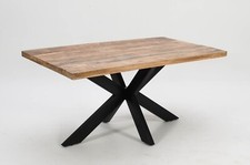 Rectangle Solid Mango Wood Dining Table | Black Iron X Base - 160cms