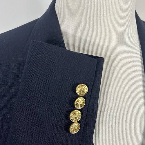 Lands End 44R Blazer Wool Blend Navy Blue Gold Two Button Lined Vented - Picture 5 of 8