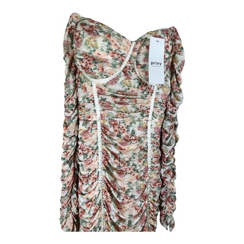 NWT PRIVY women’s sleeveless ruched bodycon dress Size M Floral - Picture 3 of 9