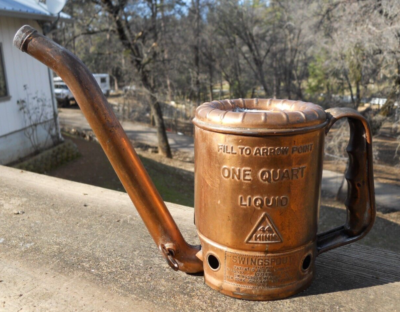 Vintage Copper 1 Quart Swing Spout Oil Can Made in USA Great