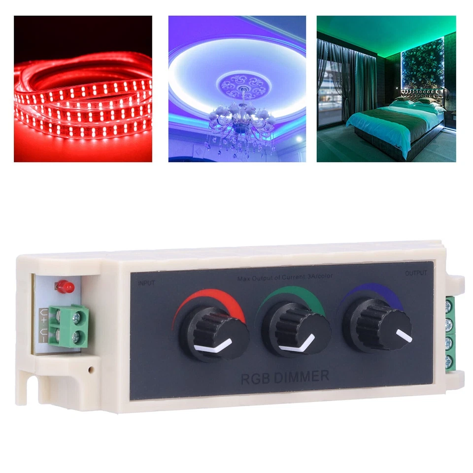 RGB LED Light Dimmer Knob Controller Switch DC12-24V 3‑Channel LED Light Strip - Image 4 of 4