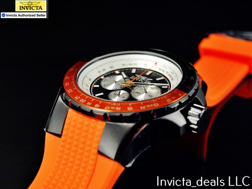 Reloj Invicta Hombre 50mm AVIATOR NAUTICAL Serie Cuarzo ESFERA NEGRA Tono Naranja SS - Imagen 3 de 19