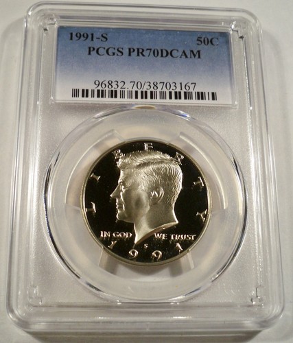1991-S 50c PCGS PR70DCAM KENNEDY HALF DOLLAR CLAD PROOF DEEP CAMEO PR 70 DC