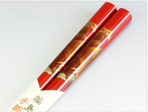 Wajima Bacchette Lacca Oro Maki-e 1 Paio 21,5cm Rosso Artigianato Giapponese #782 - Foto 1 di 5