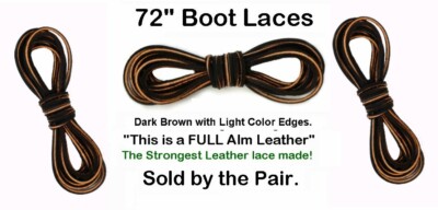 Leather Boot Laces 3 pairs 72'' Dark Brown ~ Real TUFF Boot Shoe ~ Made in USA 
