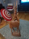 Hand Carved  Wooden Gazelle Statue MCM — photo 3
