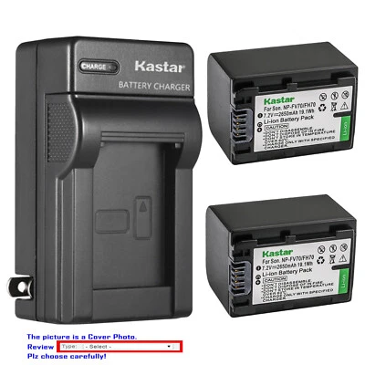 Kastar Battery AC Wall Charger for Sony NP-FV70 & Sony FDR-AX43 FDRAX43 Camera