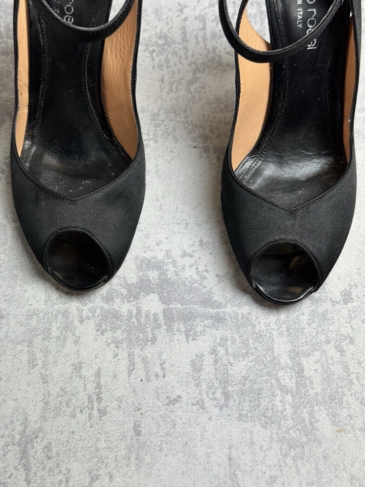 Sandalias de tacón de lujo vintage de cuero Y2K raras Sergio Rossi talla: 35 Foto 3 de 4