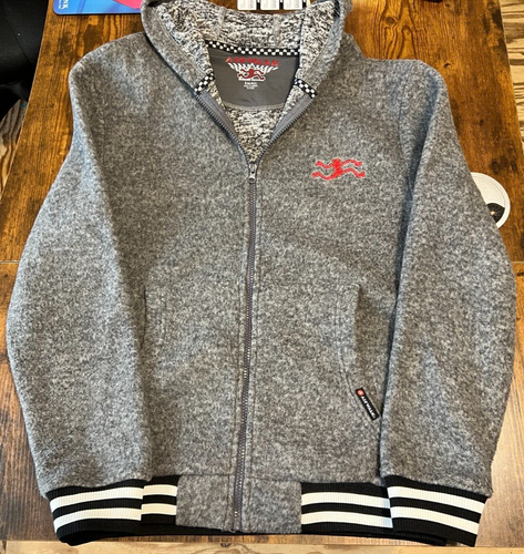Airwalk Men's Skater Full Zip Hooded Gray Jacket Size Small. Pre-owned VG Cond.
