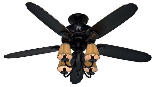 Quiet Cool 54 Hunter Ceiling Fan Rustic Cabin Cone Lamps Shade