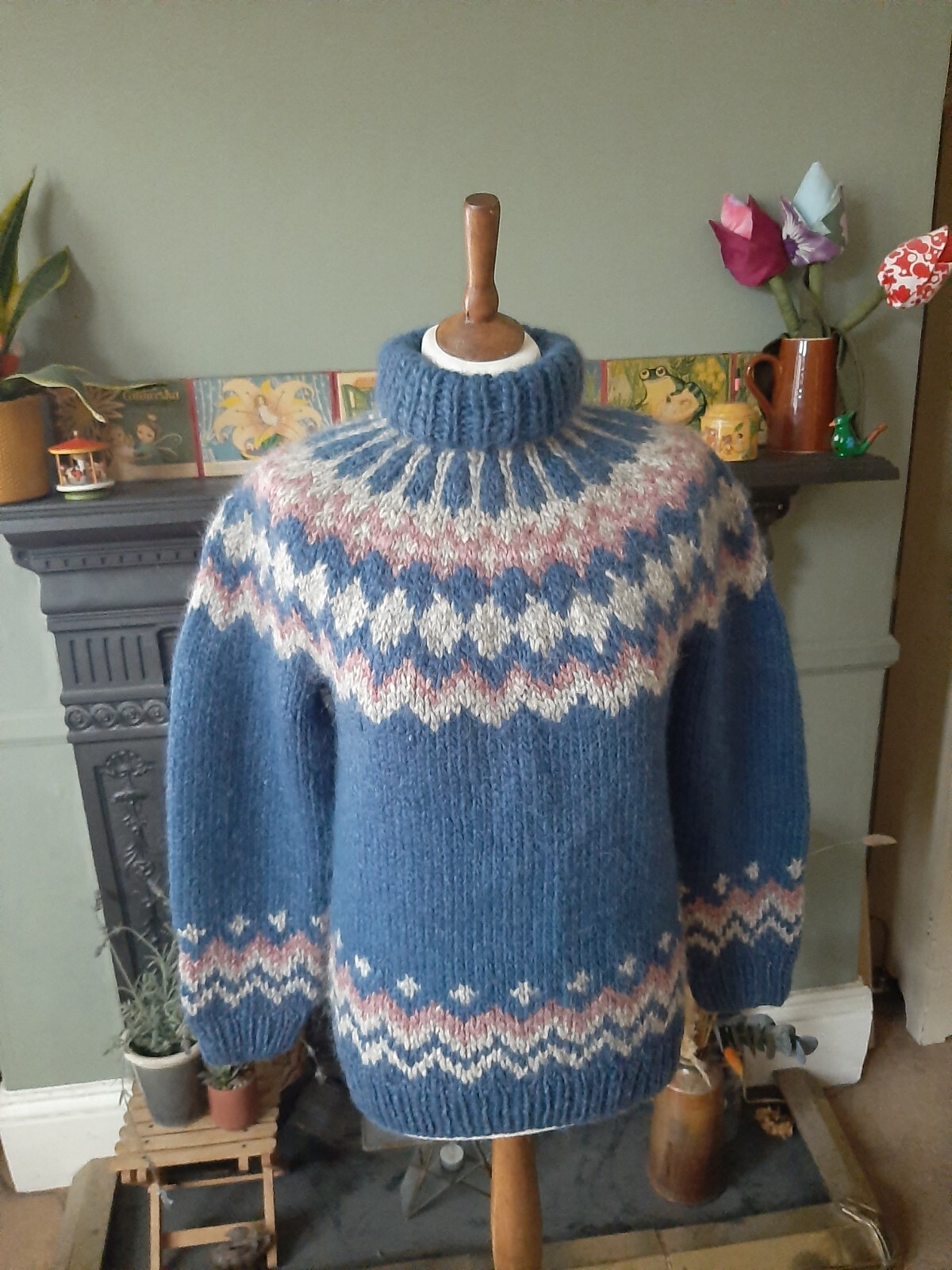 Vintage Yoke Fair Isle Nordic Shetland Hand Knitted Wool Jumper eBay
