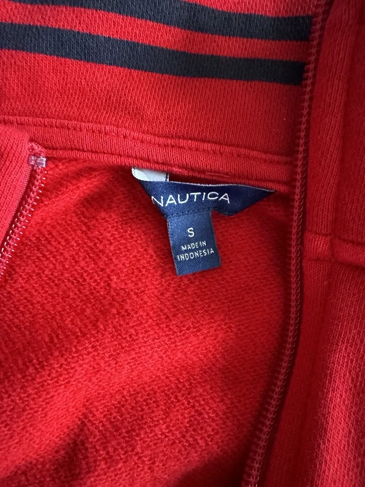 Nautica женщин четверть 1/4 молнии пуловер размер маленький цвет: красный, темно-синий новый без ЯРЛЫКОВ - Изображение 3 из 4