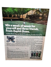 1975 Rapid Shave All American Tennis Academy Amelia Florida Original Print Ad