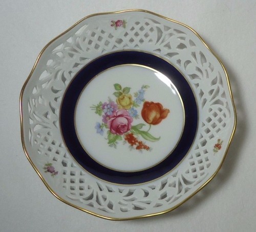 Vintage Echt Cobalt Schumann Arzberg Bavaria Germany Flowers Lattice ...