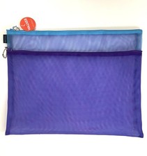 Walker Co Needlework Project Double zip Bag 16 x 11 made in USA Purple Aqua