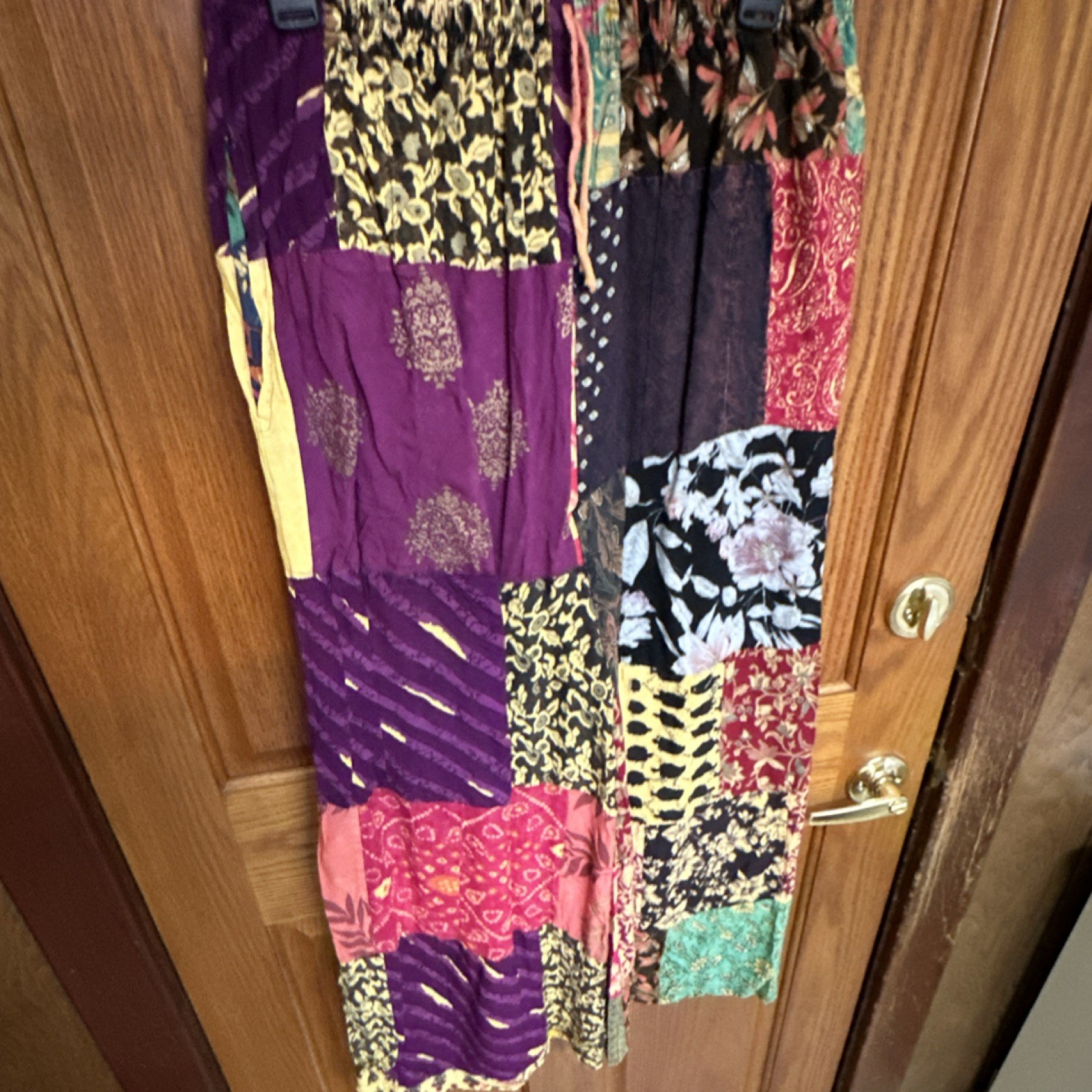 Patchwork Multicolor Cotton Wide-Leg Harem Pants … - image 2