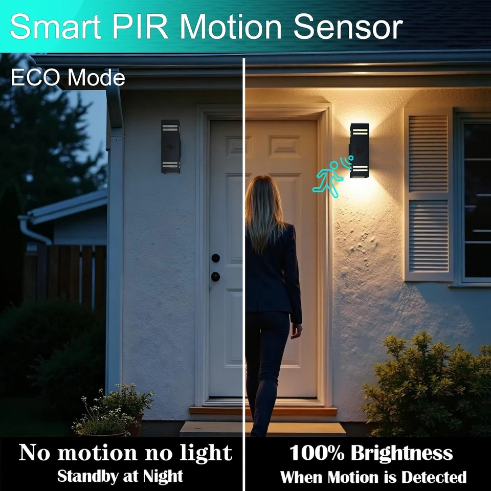 Luces de pared exteriores con sensor de movimiento, aplique de porche y patio de anochecer a amanecer con E26... Foto 3 de 4