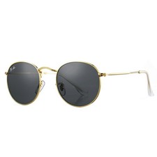 Pro Acme Polarized Small Round Sunglasses for Medium, B Gold Frame Grey Lens