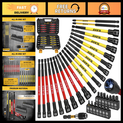 35-Piece Magnetic Nut Driver Bit Set - Extra Long for Impact Drill, Metric & SAE
