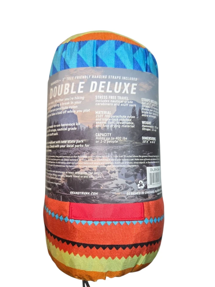 GRAND TRUNK Double Deluxe Hammock with Hanging Straps Plaid DLXH-HER-01 NEW!!!!! - Image 2 of 4