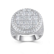 Real 925 Silver Men's Hip Hop Iced 6.34ct Moissanite Square Ring - Passes Tester