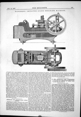 Alte Technik 1877 Marsden verbesserte Steinbrechmaschine Instrume viktorianisch