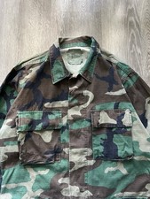 VTG 80s US Army Woodland Camo BDU Jacket Ripstop Field Coat Men s Small Military