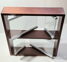 WOOD 12 X 13 X 2.5 PICTURE FRAME, FREE STANDING, GLASS, 8 PICS, DOUBLE VIEW