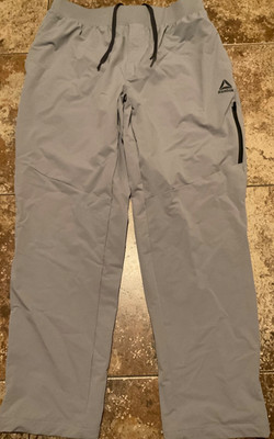 REEBOK ASCENT WOVEN STRETCH DRAWSTRING PANTS ( MENS XL, 38-40 X 30 ) GREY