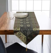 Indian Decorative Kitchen Dining Good Luck Silk Table Runner Table Cloth for ...