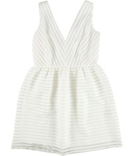 bar III Womens Illusion-Stripe Fit & Flare Dress, white, 8