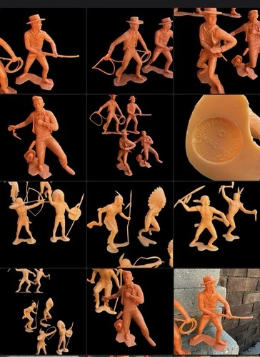 Vintage Cowboys & Indians 6" figure lot of 10 Louis Marx 1964 Plastic 6 inches
